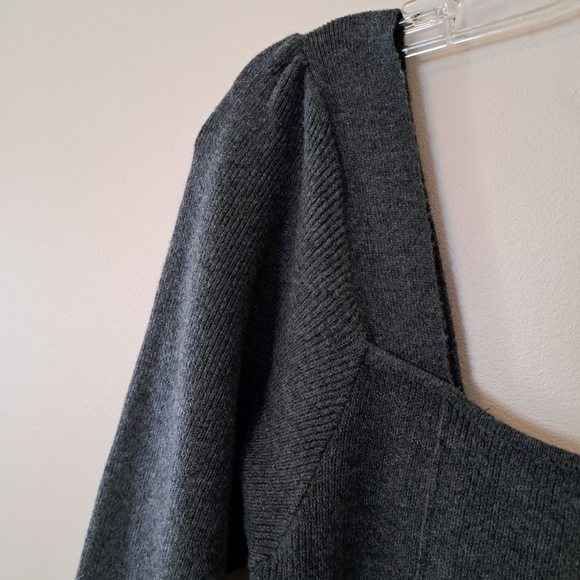 Zara Grey Square neckline Knit dress - Picture 3 of 6